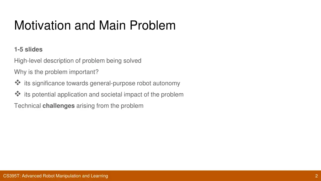 motivation and main problem