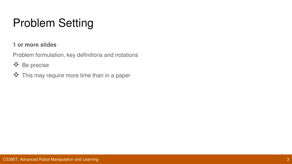 problem setting