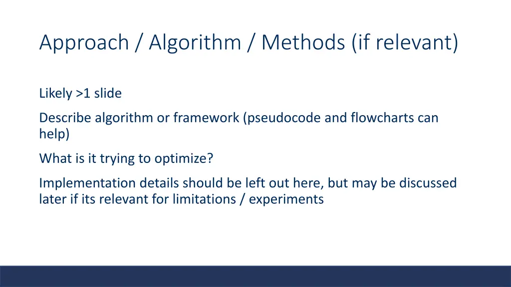 approach algorithm methods if relevant