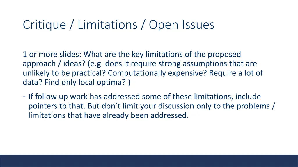 critique limitations open issues