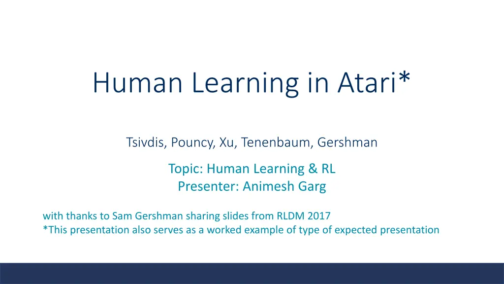 human learning in atari