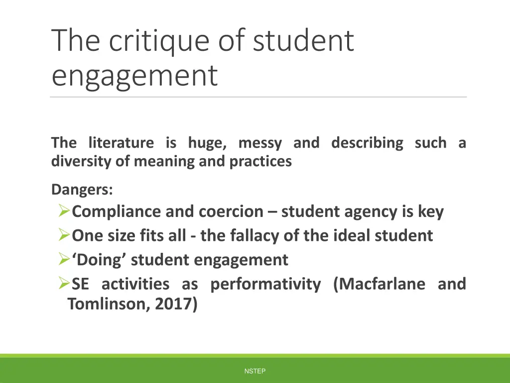 the critique of student engagement