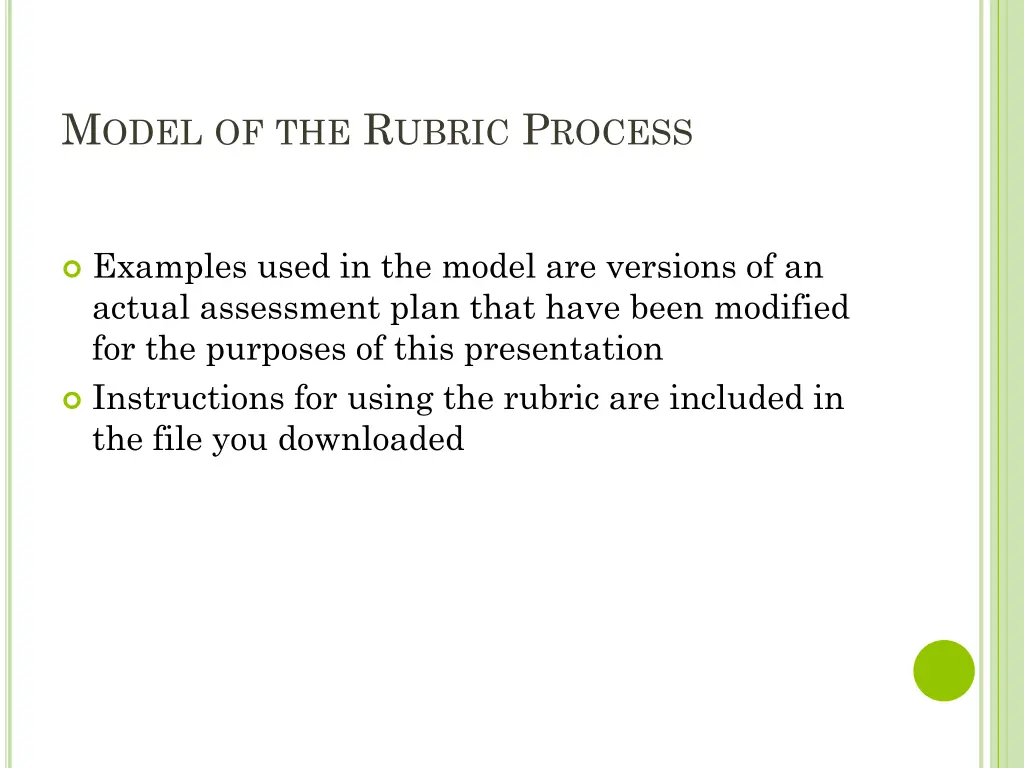 m odel of the r ubric p rocess