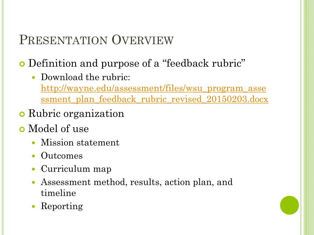 p resentation o verview