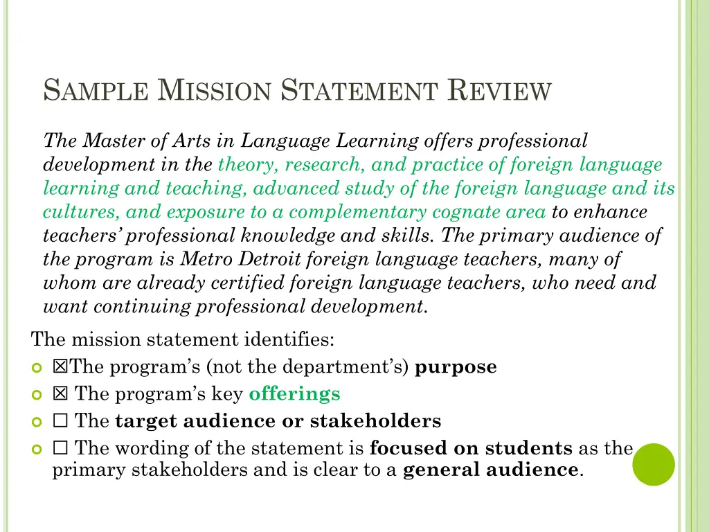 s ample m ission s tatement r eview 1