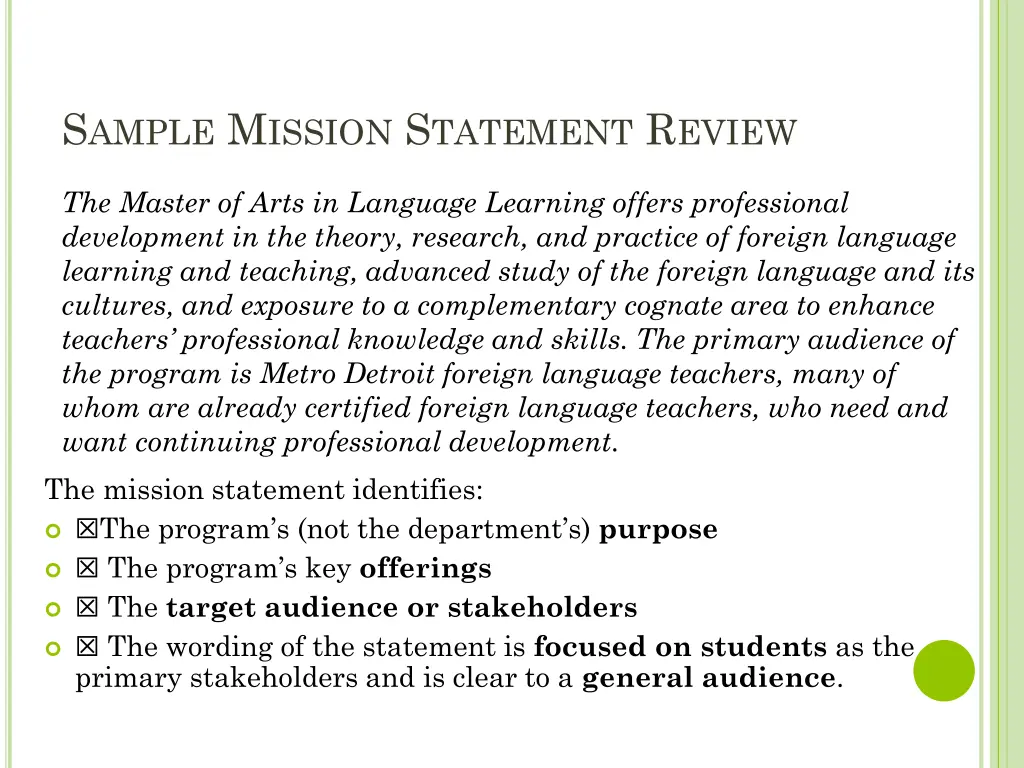 s ample m ission s tatement r eview 3