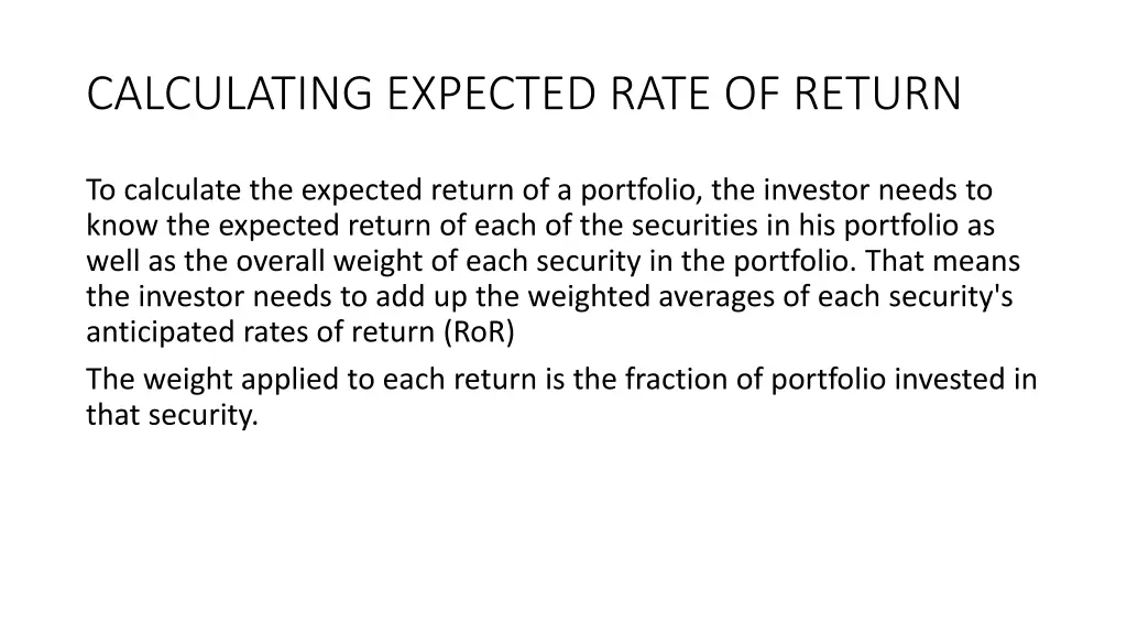 calculating expected rate of return