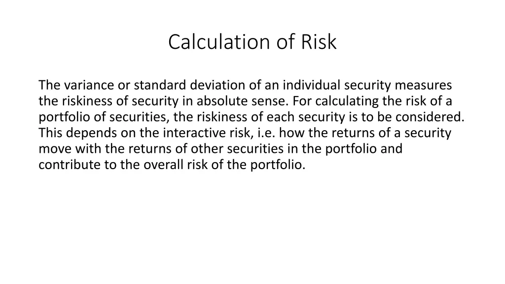 calculation of risk