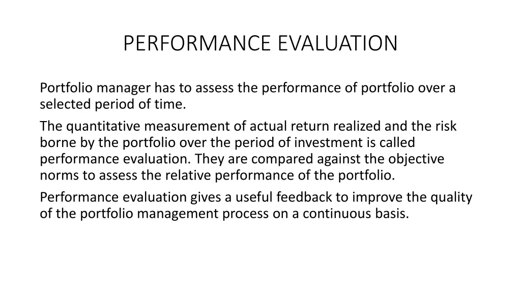 performance evaluation
