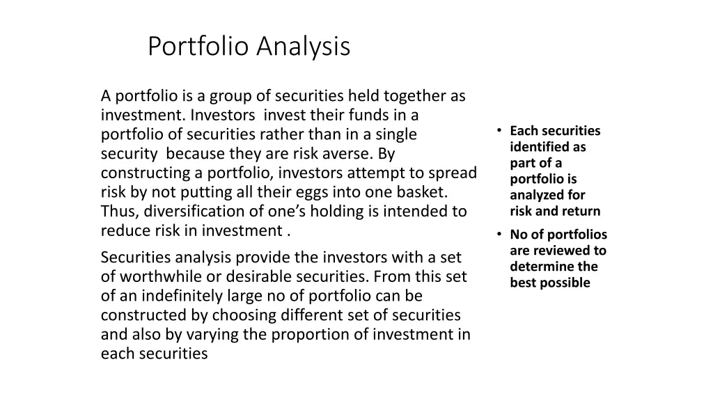 portfolio analysis
