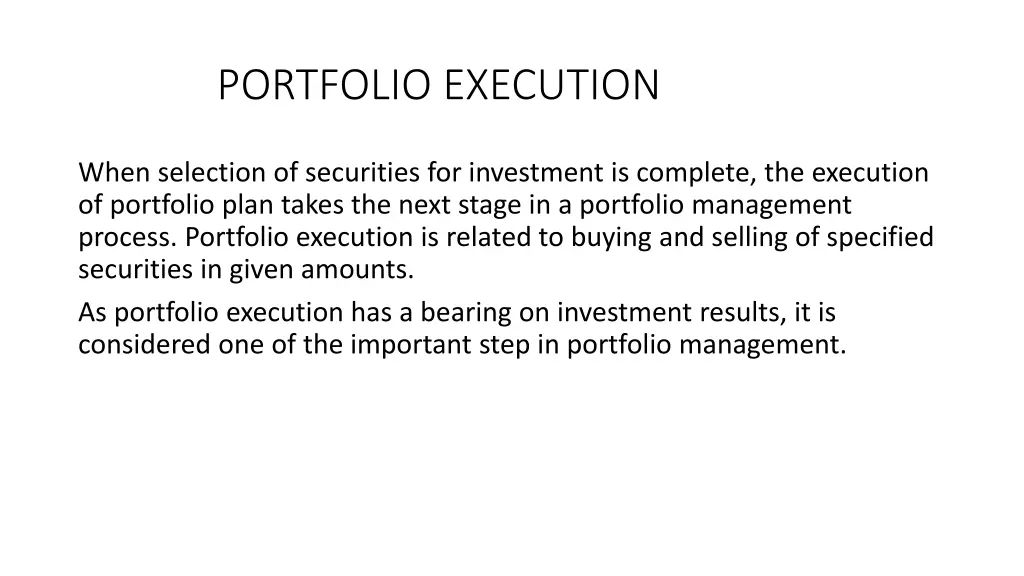 portfolio execution