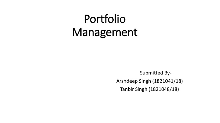 portfolio portfolio management management