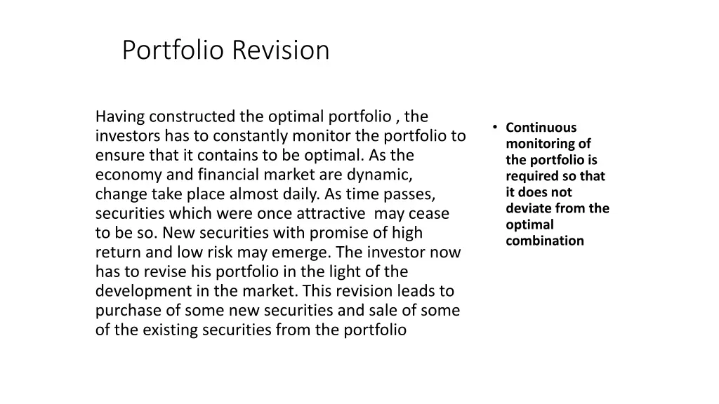 portfolio revision