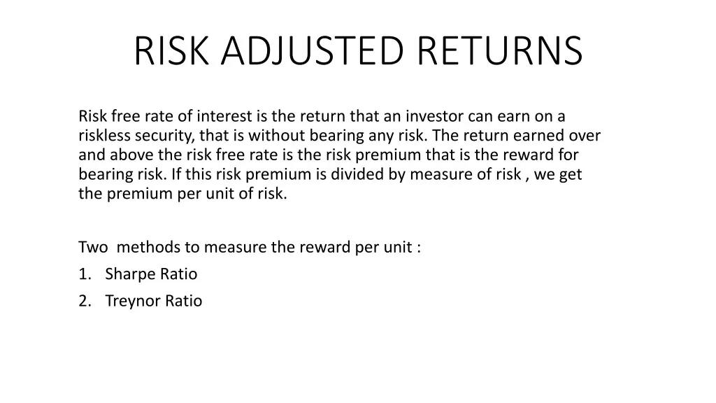 risk adjusted returns