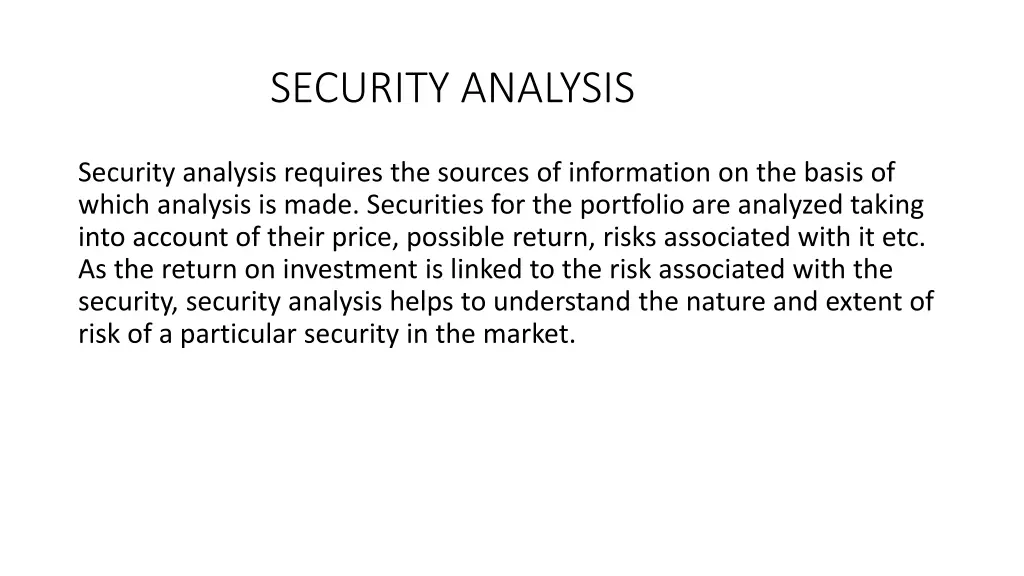 security analysis 1