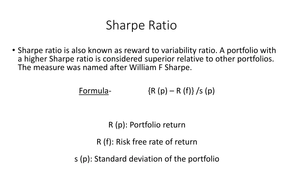 sharpe ratio