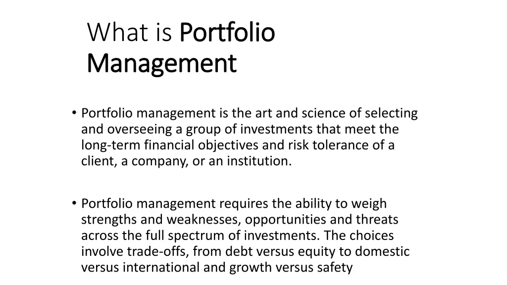 what is portfolio portfolio management management