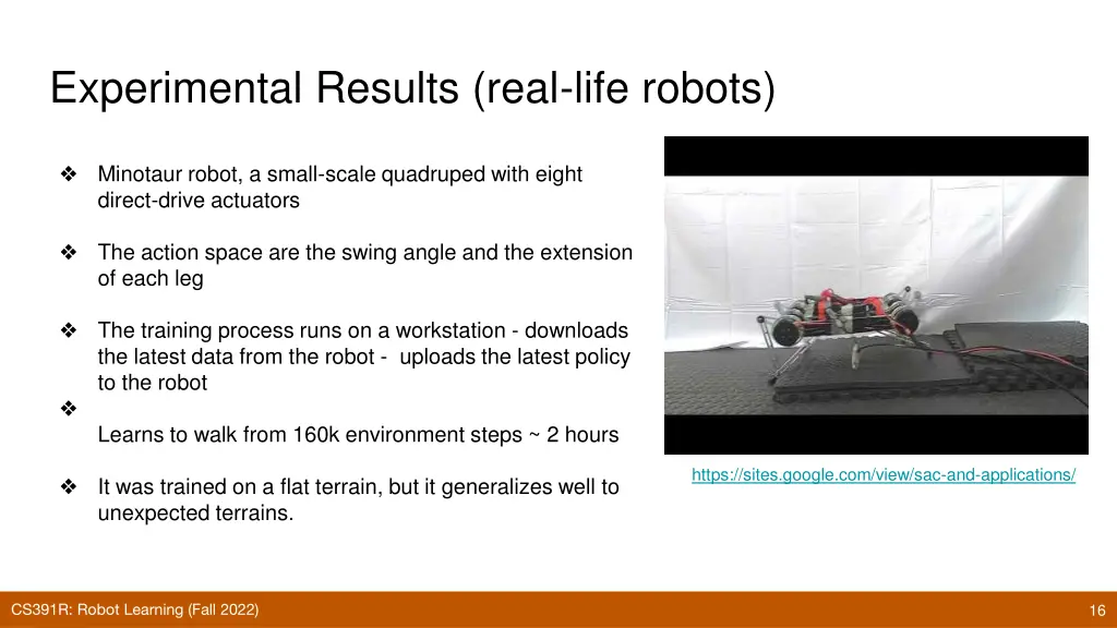 experimental results real life robots