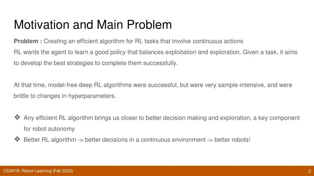 motivation and main problem
