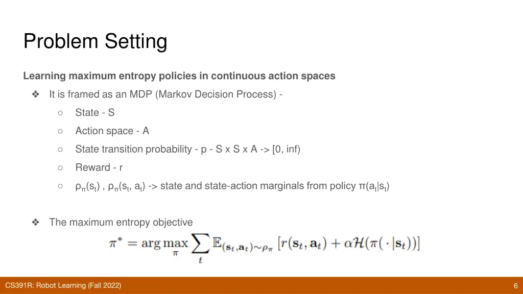 problem setting