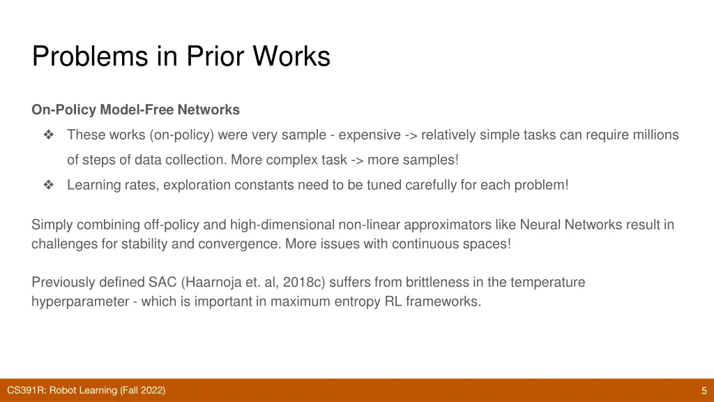 problems in prior works