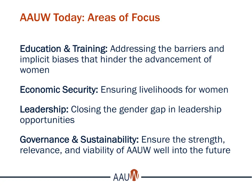 aauw today areas of focus