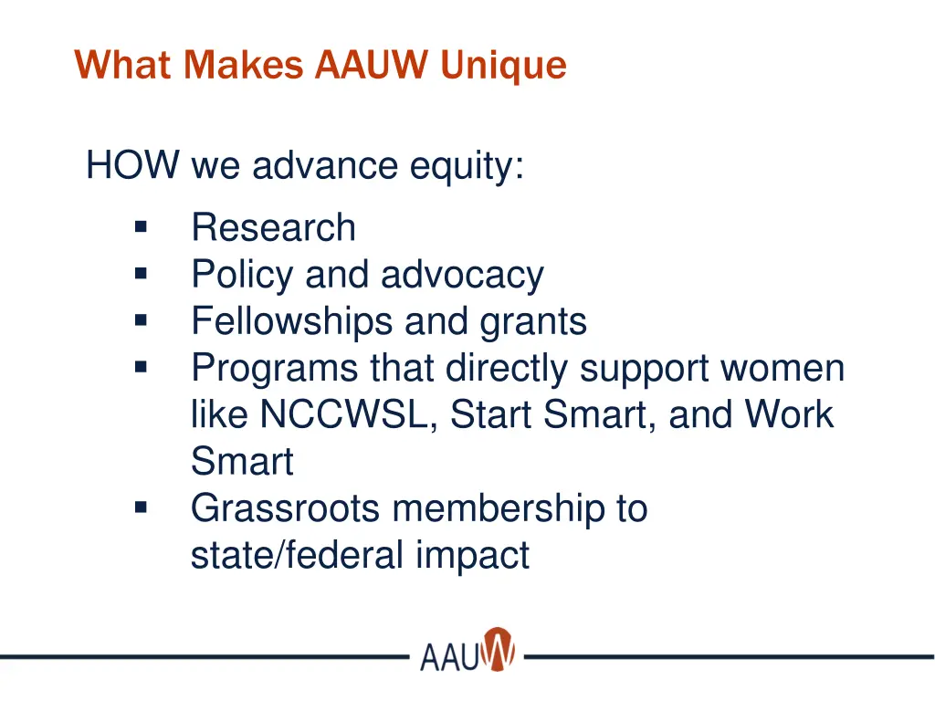 what makes aauw unique
