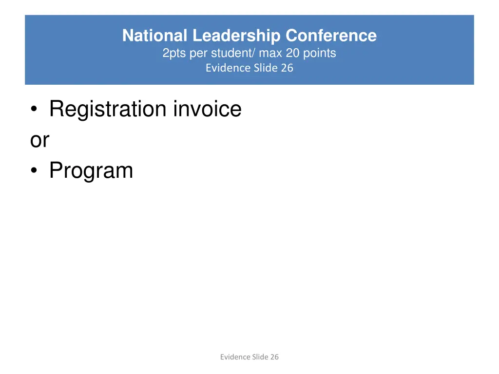 national leadership conference 2pts per student