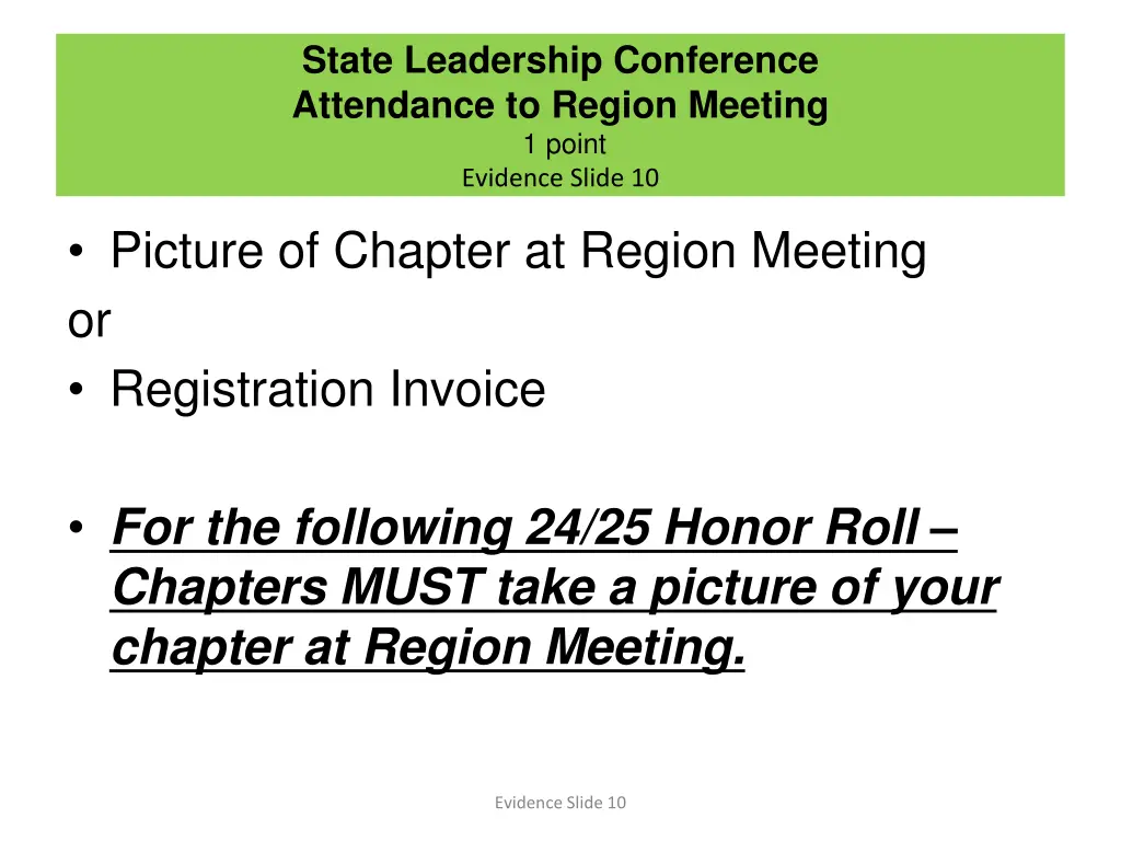 state leadership conference attendance to region
