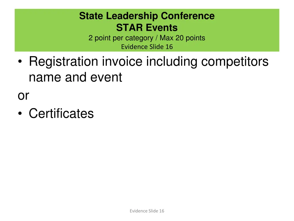 state leadership conference star events 2 point