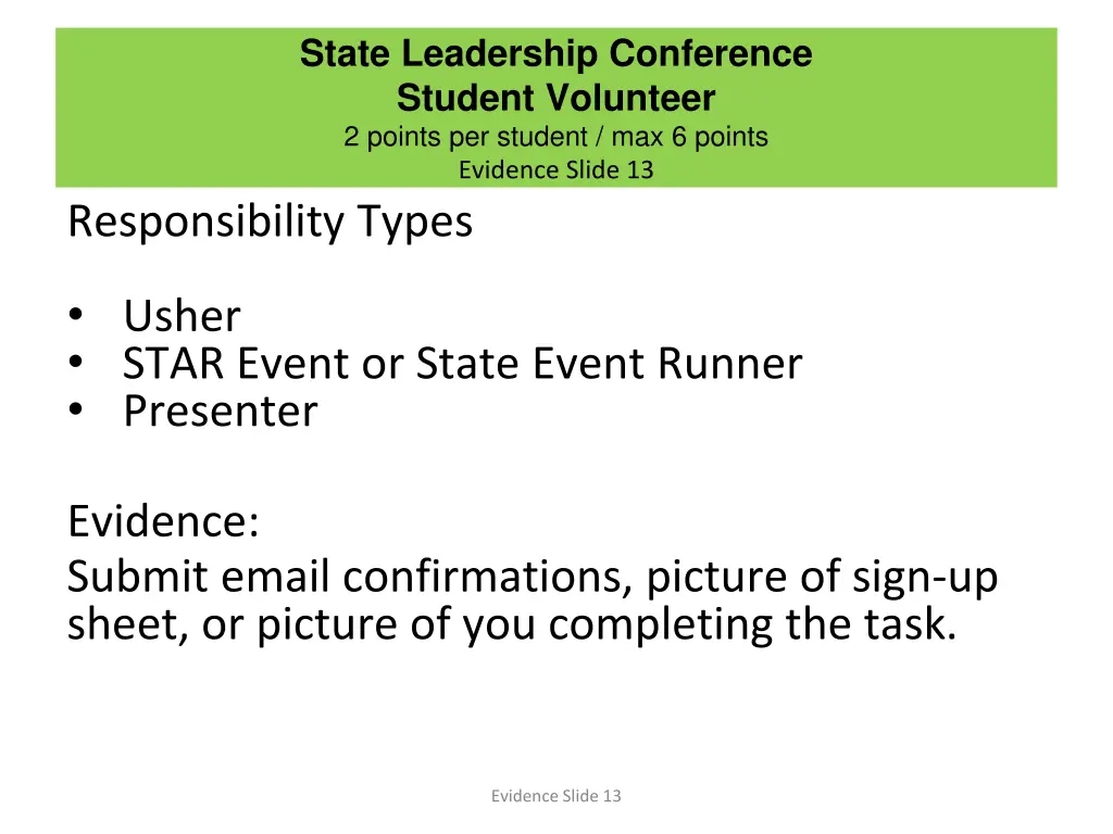 state leadership conference student volunteer