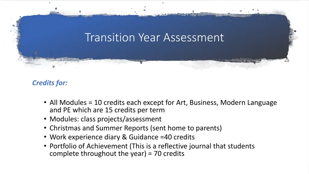transition year assessment
