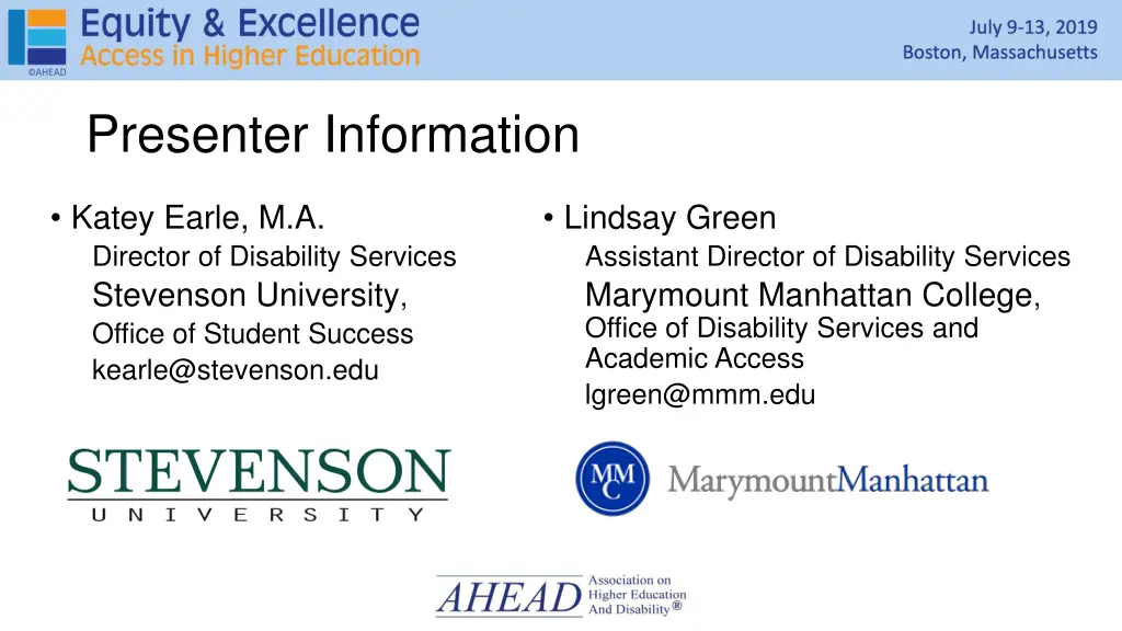 presenter information