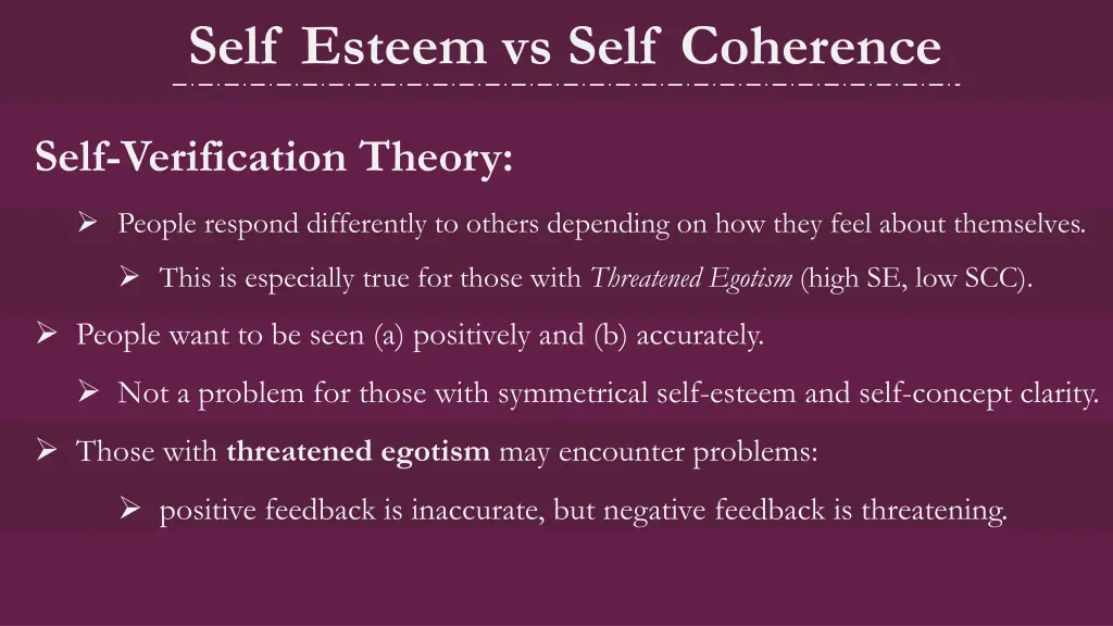 self esteem vs self coherence