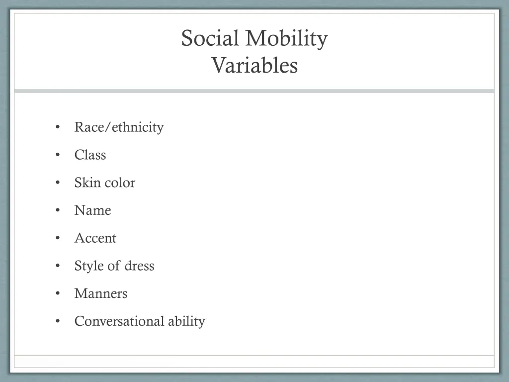 social mobility variables