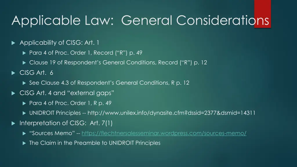 applicable law general considerations