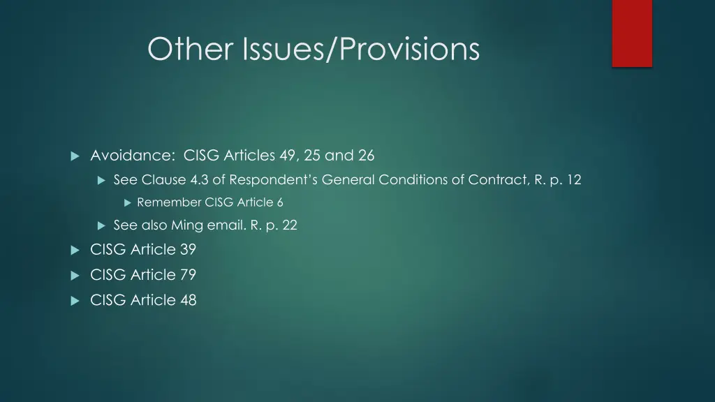 other issues provisions