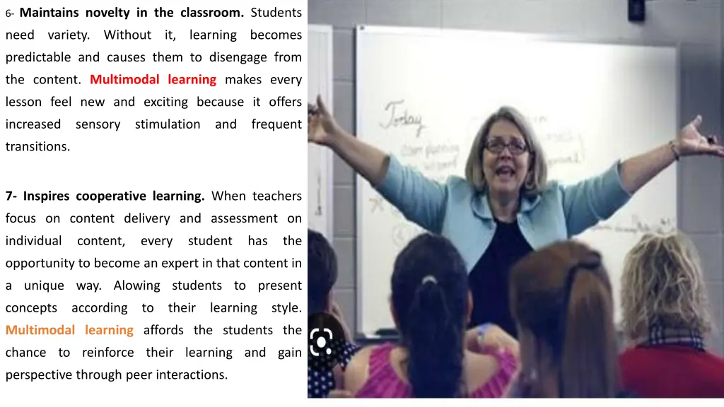 6 maintains novelty in the classroom students