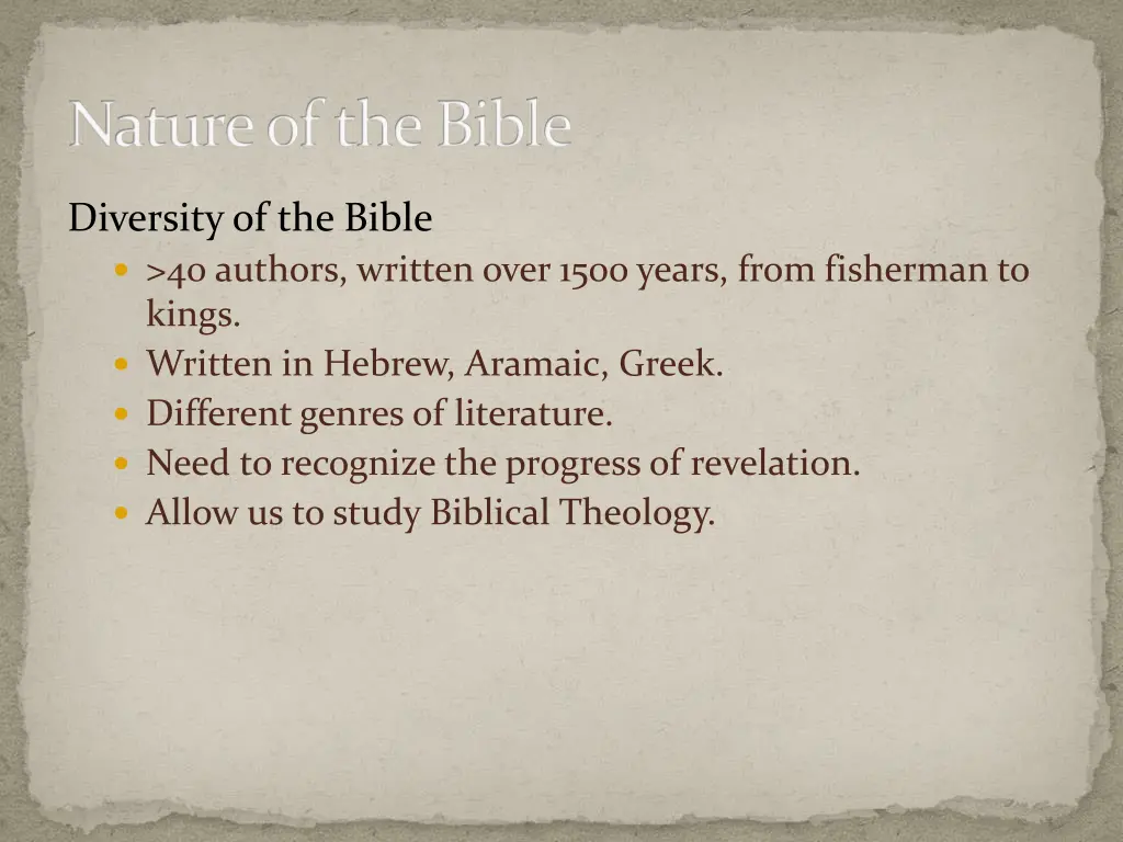 nature of the bible