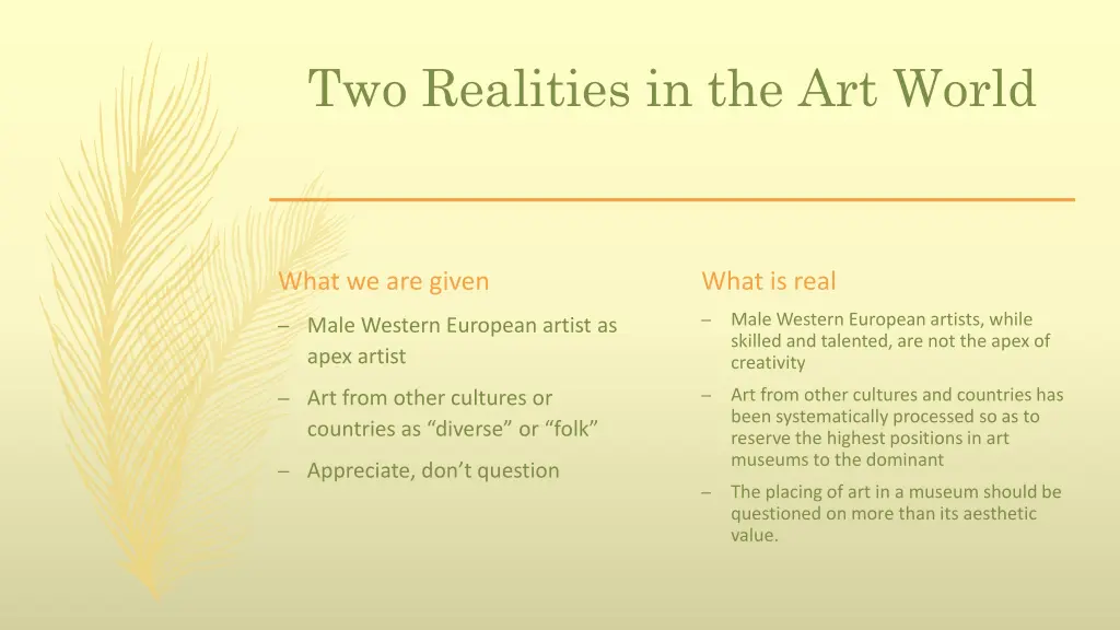 two realities in the art world