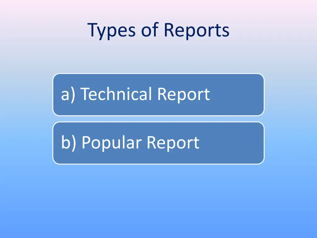 types of reports