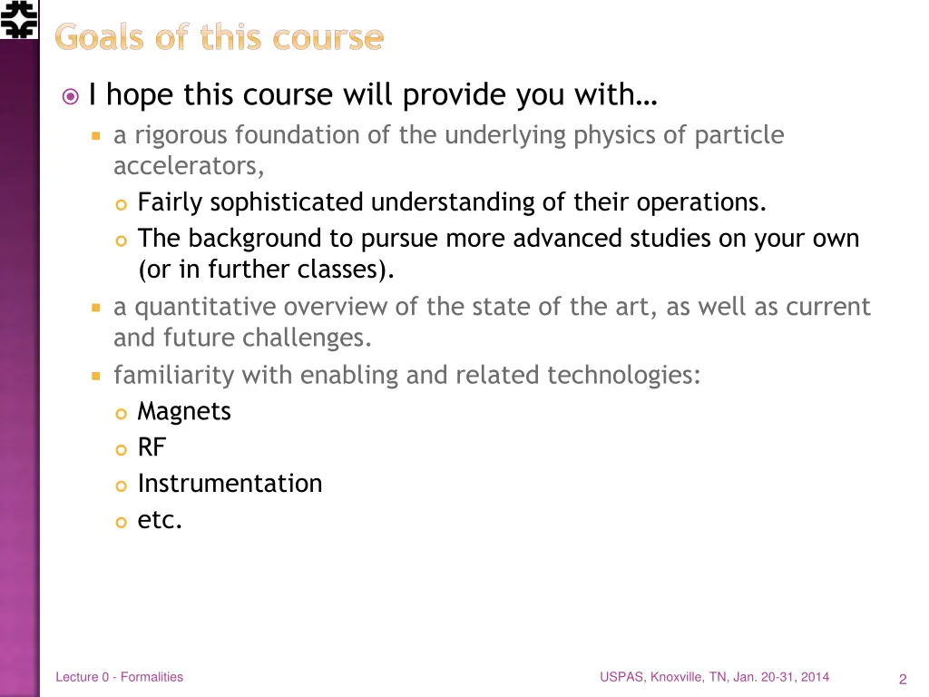 goals of this course