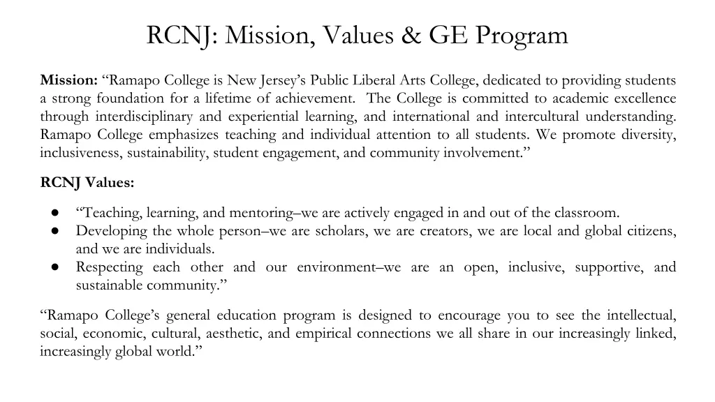 rcnj mission values ge program