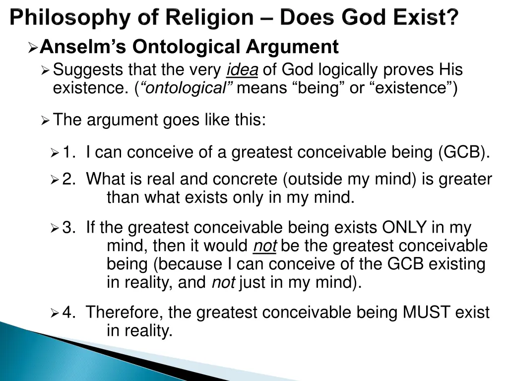 anselm s ontological argument suggests that