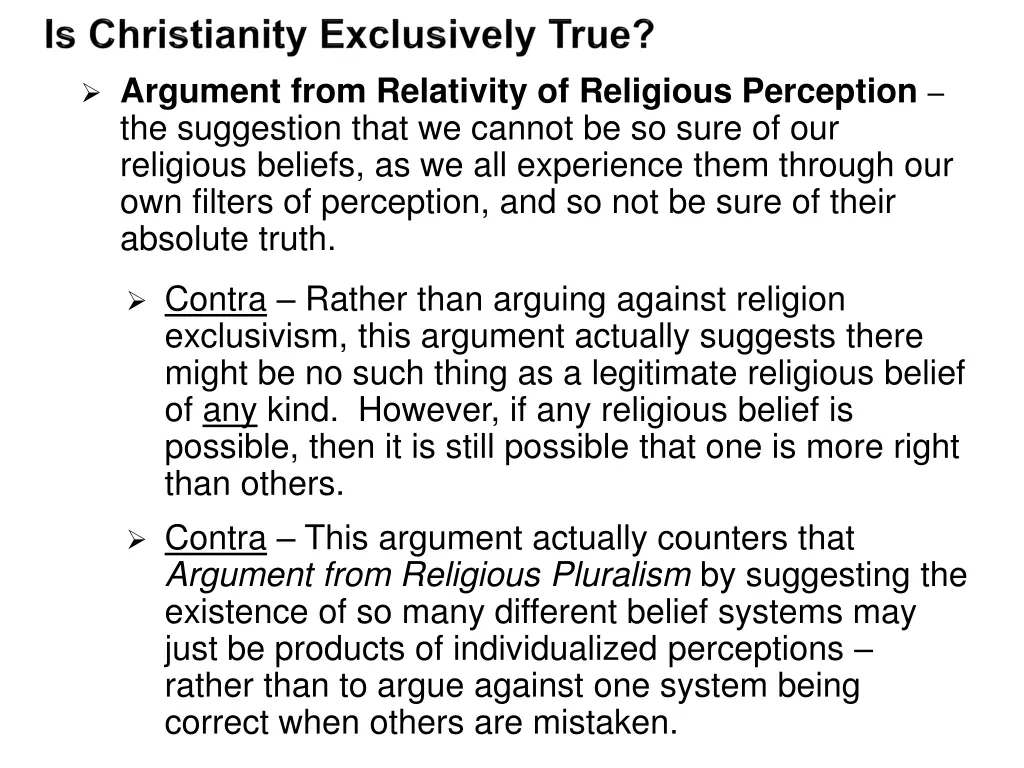 argument from relativity of religious perception