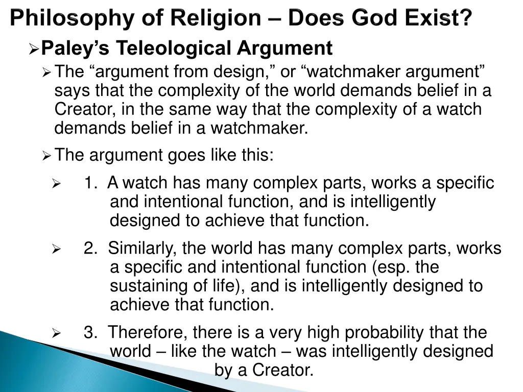 paley s teleological argument the argument from