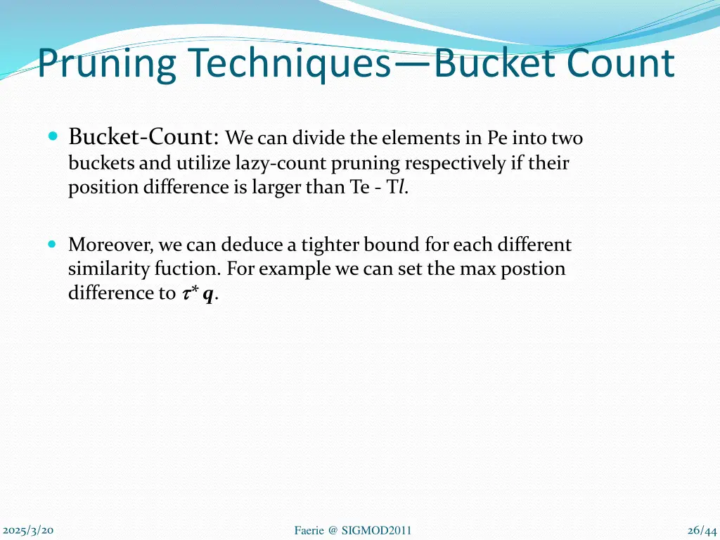 pruning techniques bucket count