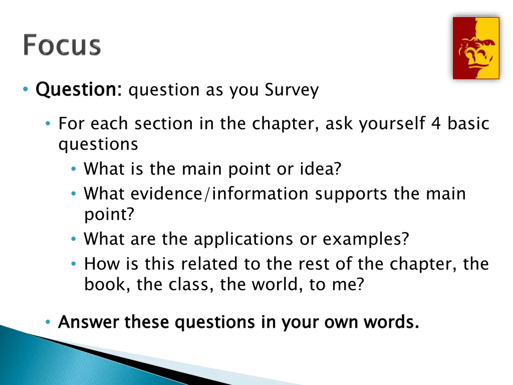 question for each section in the chapter