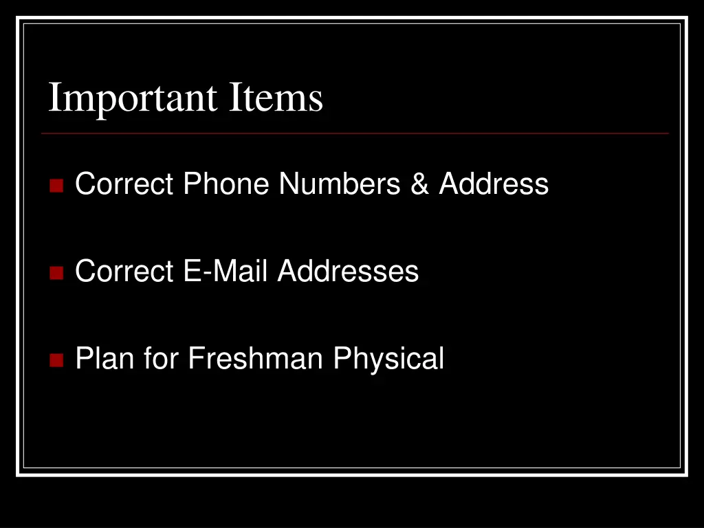 important items