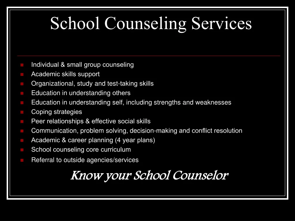 school counseling services